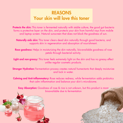 Fermented Rose Rice Skin Toner 250ml | Natural Probiotic Toner – Skin Care on Brown Living™. SKU: B0F8C6HTX9. Img 3.