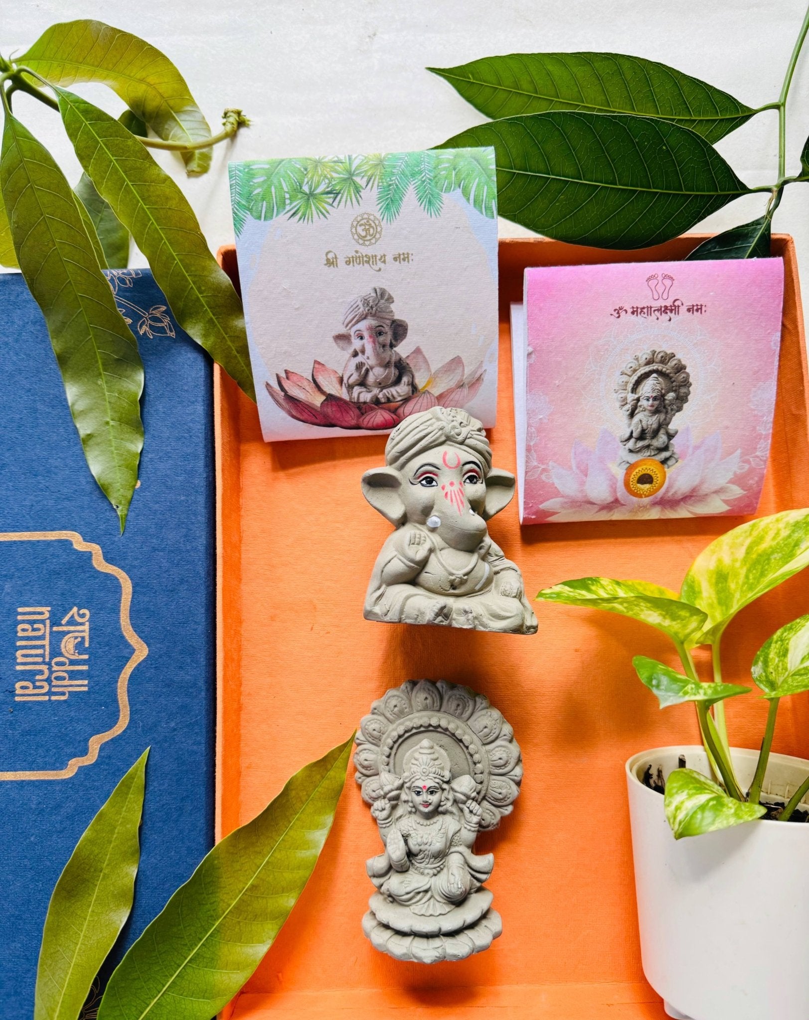 Festive Gift Box | Planatable Laxmi Ganesh | Self Watering Plant – Gift Hampers on Brown Living™. SKU: SNSWPGL01. Img 1.
