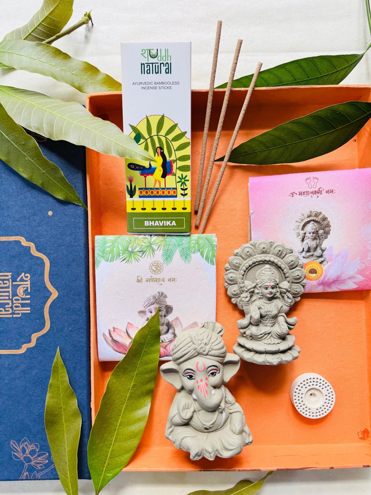 Festive Gift Box | Plantable Laxmi Ganesh | Incense Diwali I Set of 4 – Gift Hampers on Brown Living™. SKU: SNPGL03. Img 1.