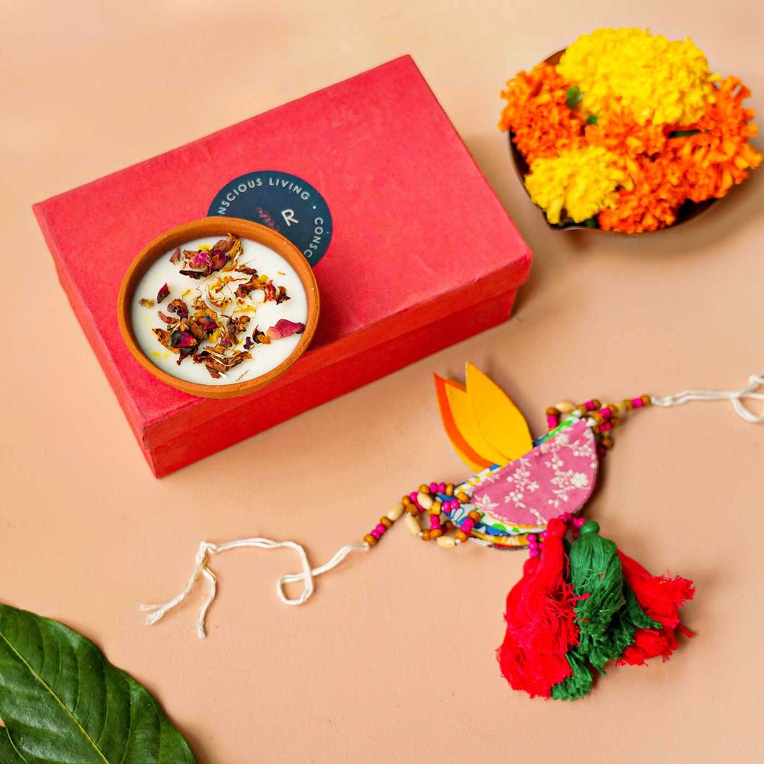 Festive Giftbox with Candle and Toran – Gift Giving on Brown Living™. SKU: GRGTB03. Img 3.