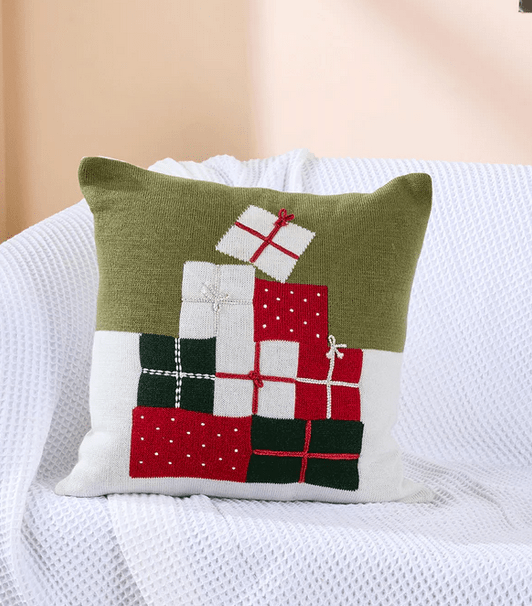 Festive Knit Bloom Cushion | Textured Decorative Cushion – Pillow on Brown Living™. SKU: SHLP-26. Img 1.