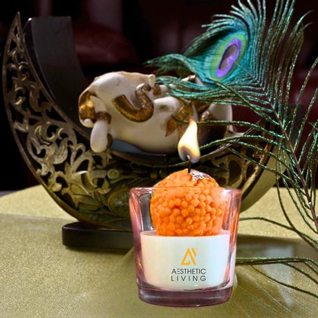 Festive Motichoor Laddoo Soywax Candle - Jasmine | Verified Sustainable by Brown Living™