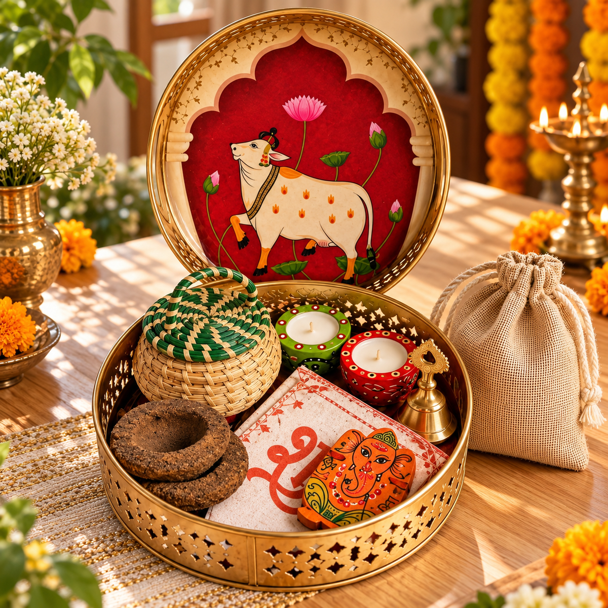 Festive Shagun Hamper | Traditional Indian Gift Set – Gift Hampers on Brown Living™. SKU: KH001. Img 1.
