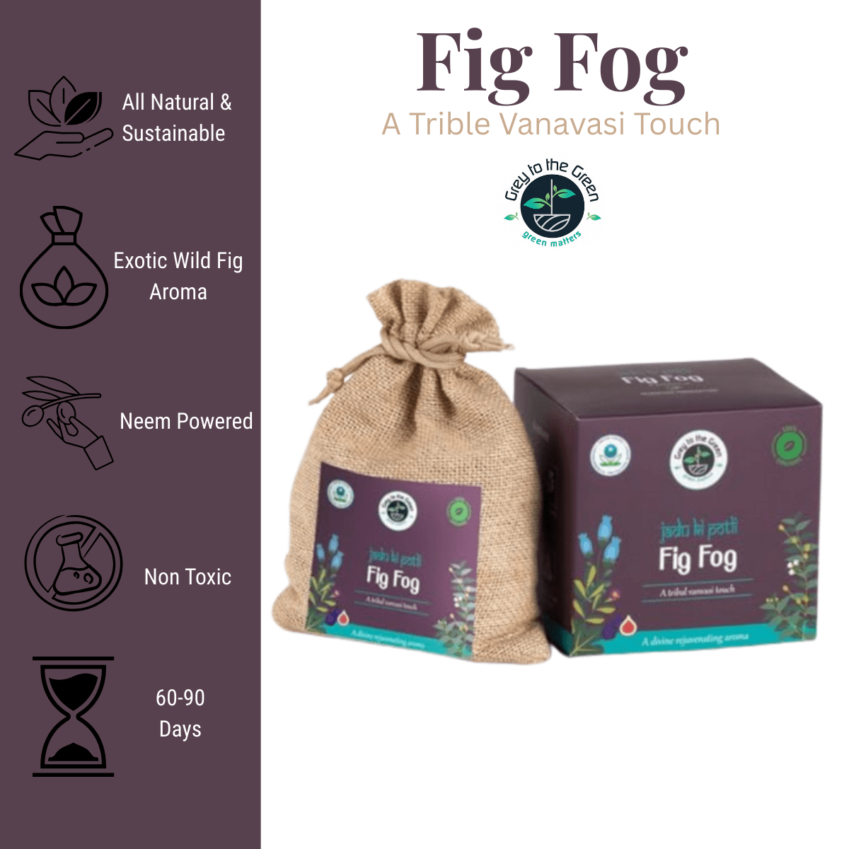 Fig Fog Aroma Pouch | Exotic Wild Fig Fragrance |Natural Air Freshener – Fragrance Diffusers on Brown Living™. SKU: B006-figfog. Img 2.