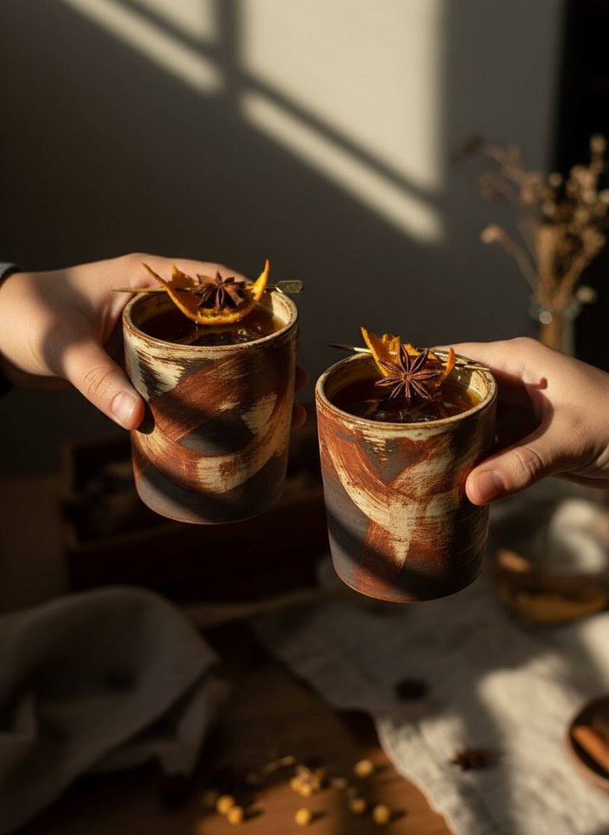 Fired Earth Kulladh – Set of 2 | Handcrafted Clay Tea Cups – Cups & Saucers on Brown Living™. SKU: CKS1_N. Img 5.