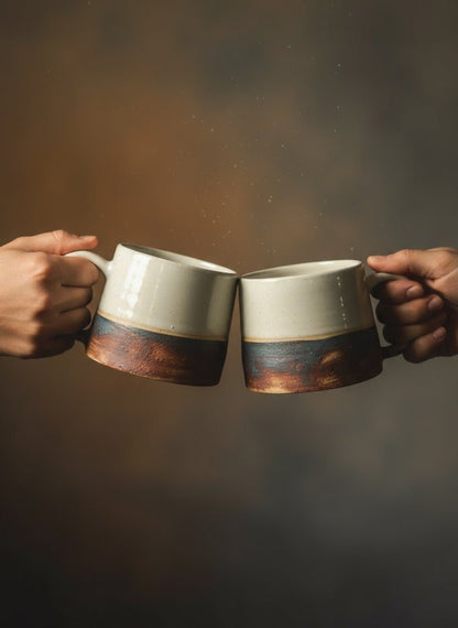 Fired Earth Tea Cup – Set of 2 | Handcrafted Clay Tea Cups – Cups & Saucers on Brown Living™. SKU: CTC1. Img 3.