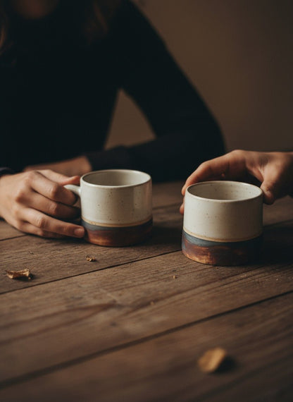 Fired Earth Tea Cup – Set of 2 | Handcrafted Clay Tea Cups – Cups & Saucers on Brown Living™. SKU: CTC1. Img 2.