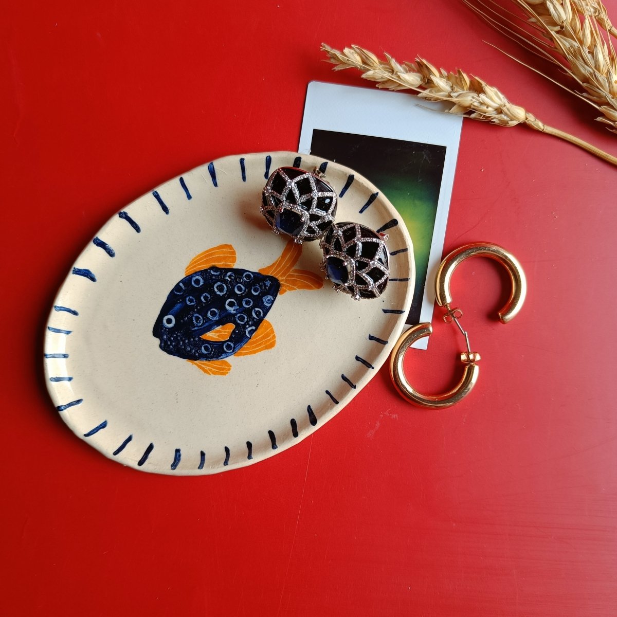 Fish & Flow Ceramic Tray - Studio Pottery – Trays & Platters by Rasa Home available on Brown Living™. . SKU: CTT1. Img 1.