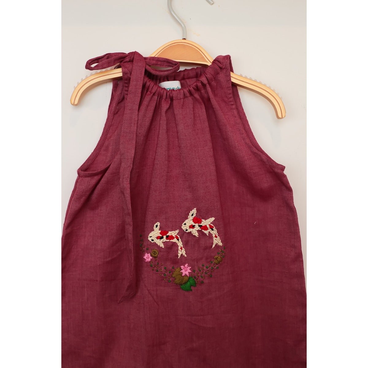 Fishy Red Fern Romper | Cotton Onesie for Baby | Brick Red – Kids Daywear Sets on Brown Living™. SKU: MCBL06. Img 4.
