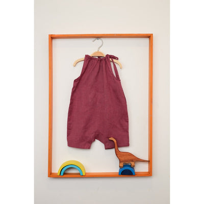 Fishy Red Fern Romper | Cotton Onesie for Baby | Brick Red – Kids Daywear Sets on Brown Living™. SKU: MCBL06. Img 1.