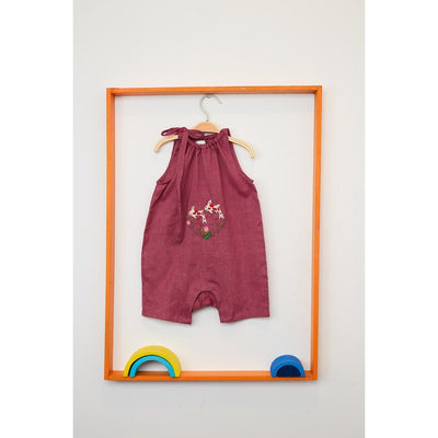 Fishy Red Fern Romper | Cotton Onesie for Baby | Brick Red – Kids Daywear Sets on Brown Living™. SKU: MCBL06. Img 5.