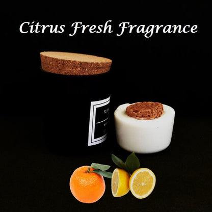 Flameless Terracotta Aroma Diffuser with Cork Lid - Black Jar - Citrus Fresh Fragrance | Verified Sustainable by Brown Living™