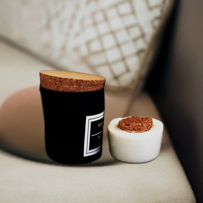 Flameless Terracotta Aroma Diffuser with Cork Lid - Black Jar - Lavender Fragrance | Verified Sustainable by Brown Living™