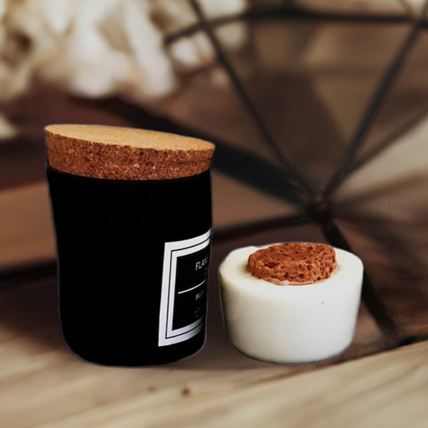 Flameless Terracotta Aroma Diffuser with Cork Lid - Black Jar - Lavender Fragrance | Verified Sustainable by Brown Living™