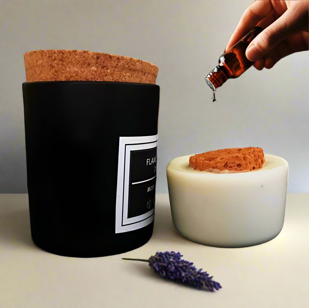 Flameless Terracotta Aroma Diffuser with Cork Lid - Black Jar - Lavender Fragrance | Verified Sustainable by Brown Living™