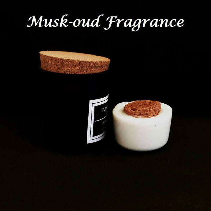 Flameless Terracotta Aroma Diffuser with Cork Lid - Black Jar - Musk Oud Fragrance | Verified Sustainable by Brown Living™