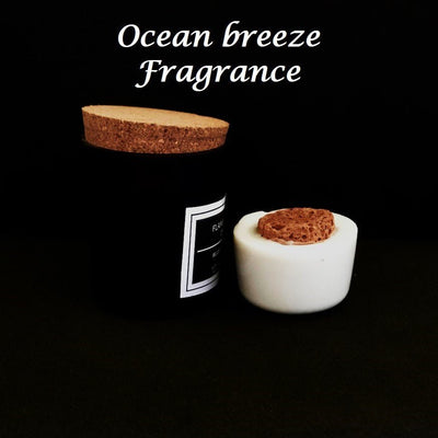 Flameless Terracotta Aroma Diffuser with Cork Lid - Black Jar - Ocean Breeze Fragrance – Fragrance Diffusers on Brown Living™. SKU: BLSPGTDWXADBLGCKOBF1. Img 3.
