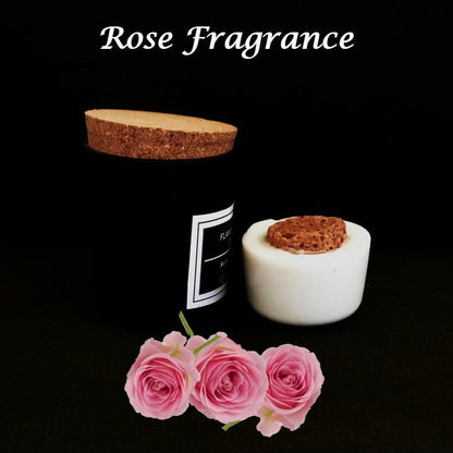 Flameless Terracotta Aroma Diffuser with Cork Lid - Black Jar - Rose Fragrance | Verified Sustainable by Brown Living™