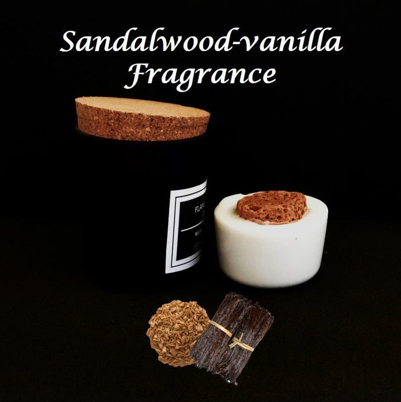 Flameless Terracotta Aroma Diffuser with Cork Lid - Black Jar - Sandalwood Vanilla Fragrance | Verified Sustainable Candles & Fragrances on Brown Living™