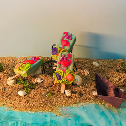 Flamingo Popsicle Soap - Tropical Fun Handmade Soap Bar – Body Soap on Brown Living™. SKU: SS-27. Img 1.