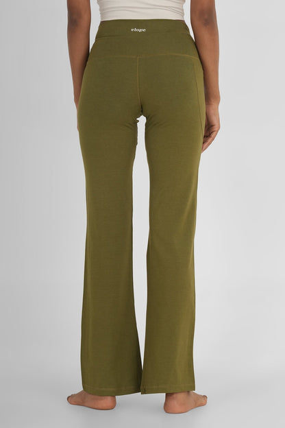 Flattering Flare Soft Yoga Pants – High Comfort Stretch Activewear – Womens Pant on Brown Living™. SKU: ELSNKLPXS. Img 6.