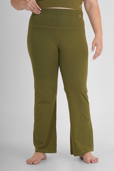 Flattering Flare Soft Yoga Pants – High Comfort Stretch Activewear – Womens Pant on Brown Living™. SKU: ELSNKLPXS. Img 8.