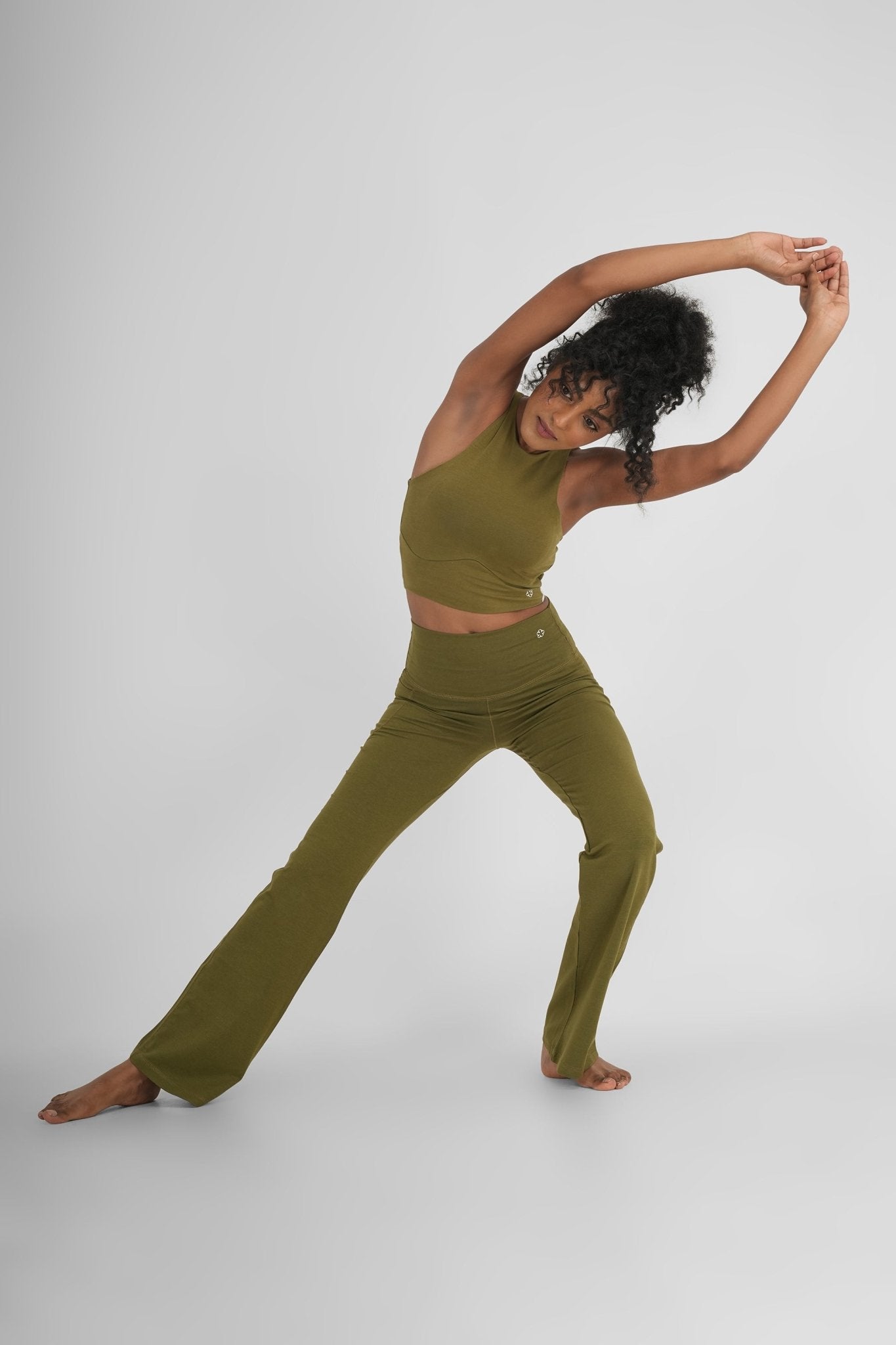 Flattering Flare Soft Yoga Pants – High Comfort Stretch Activewear – Womens Pant on Brown Living™. SKU: ELSNKLPXS. Img 4.
