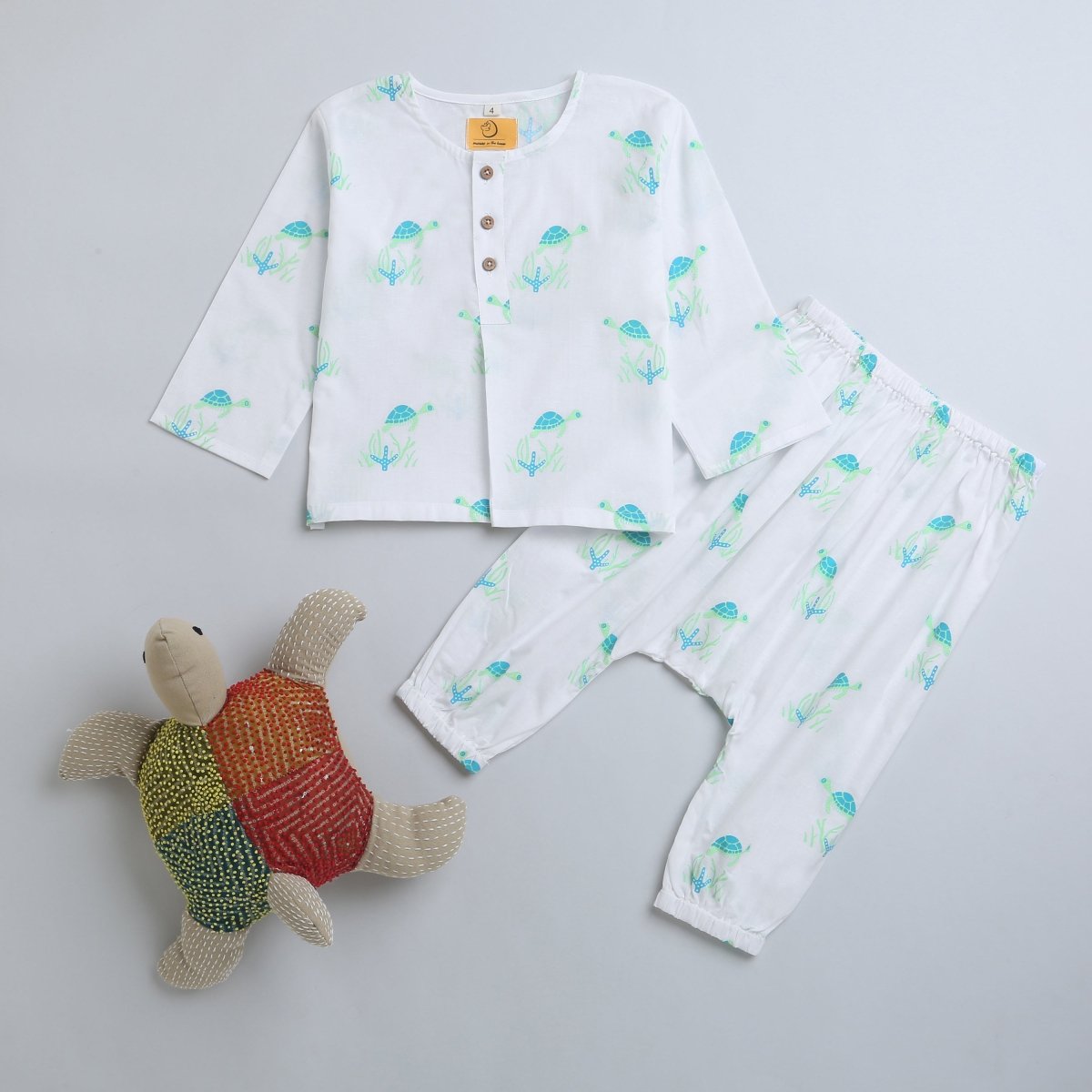 Flippy The Turtle - Unisex Infant Cotton Nightwear | Verified Sustainable by Brown Living™