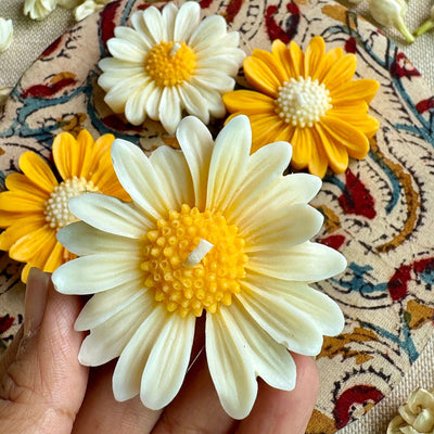 Floating Daisy Candle Set of 4 | Diwali Pooja & Home Decor – Candles & Fragrances on Brown Living™. SKU: LUSH_0010. Img 1.