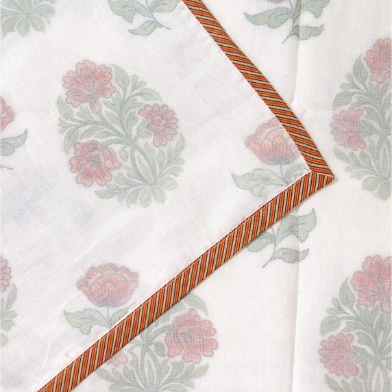 Floral Buta Cotton Dohar | Soft Lightweight Summer Blanket – Bedding on Brown Living™. SKU: AA-EE-dD_. Img 4.