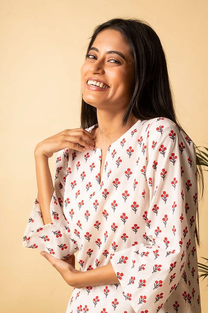 Floral Lounge Wear – Soft Cotton Comfort for Everyday Relaxing. – Womens Co - Ord Sets on Brown Living™. SKU: ANTSBS. Img 2.