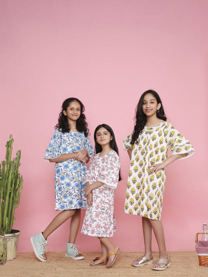 Floral Patterned A - Line Dress For Girls – Kids Frocks & Dresses on Brown Living™. SKU: LB08-01-04. Img 4.