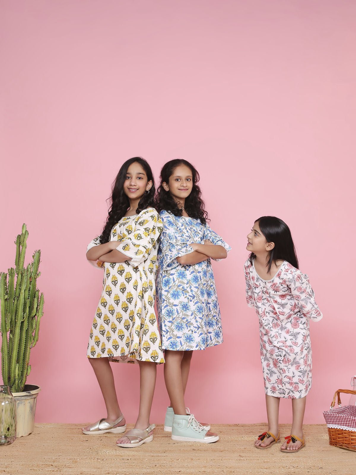 Floral Patterned A - Line Dress For Girls – Kids Frocks & Dresses on Brown Living™. SKU: LB08-01-04. Img 3.