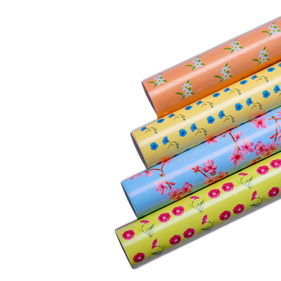 Floral Wrapping Paper Set of 8 | Premium Gift Wrapping Sheets – Wrapping Paper on Brown Living™. SKU: WP01. Img 1.