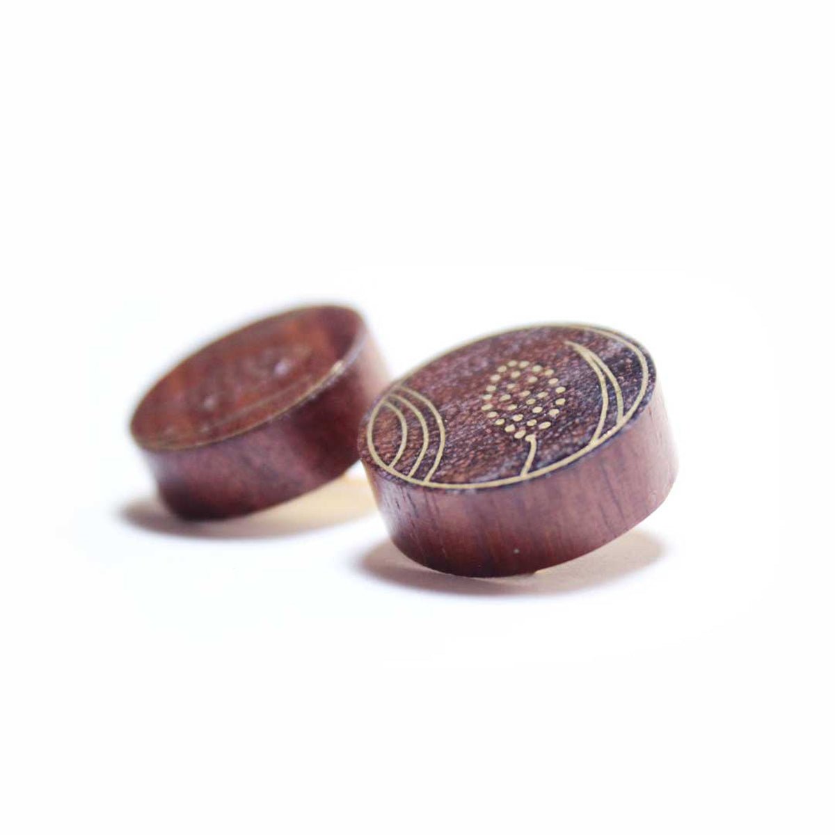 Floret Taarkashi Wooden Earring - Brass Inlay Craft – Jewellery on Brown Living™. SKU: UATRWJ005. Img 4.
