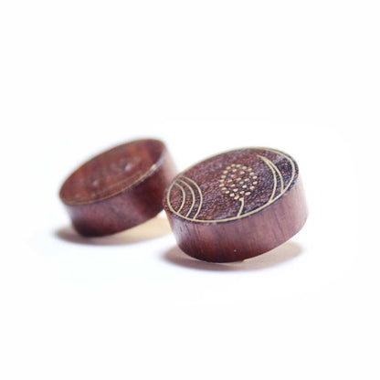 Floret Taarkashi Wooden Earring - Brass Inlay Craft – Jewellery on Brown Living™. SKU: UATRWJ005. Img 4.