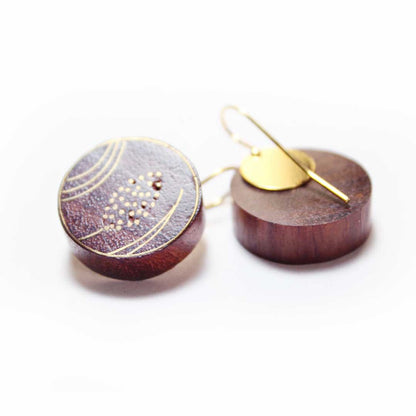 Floret Taarkashi Wooden Earring - Brass Inlay Craft – Jewellery on Brown Living™. SKU: UATRWJ005. Img 5.