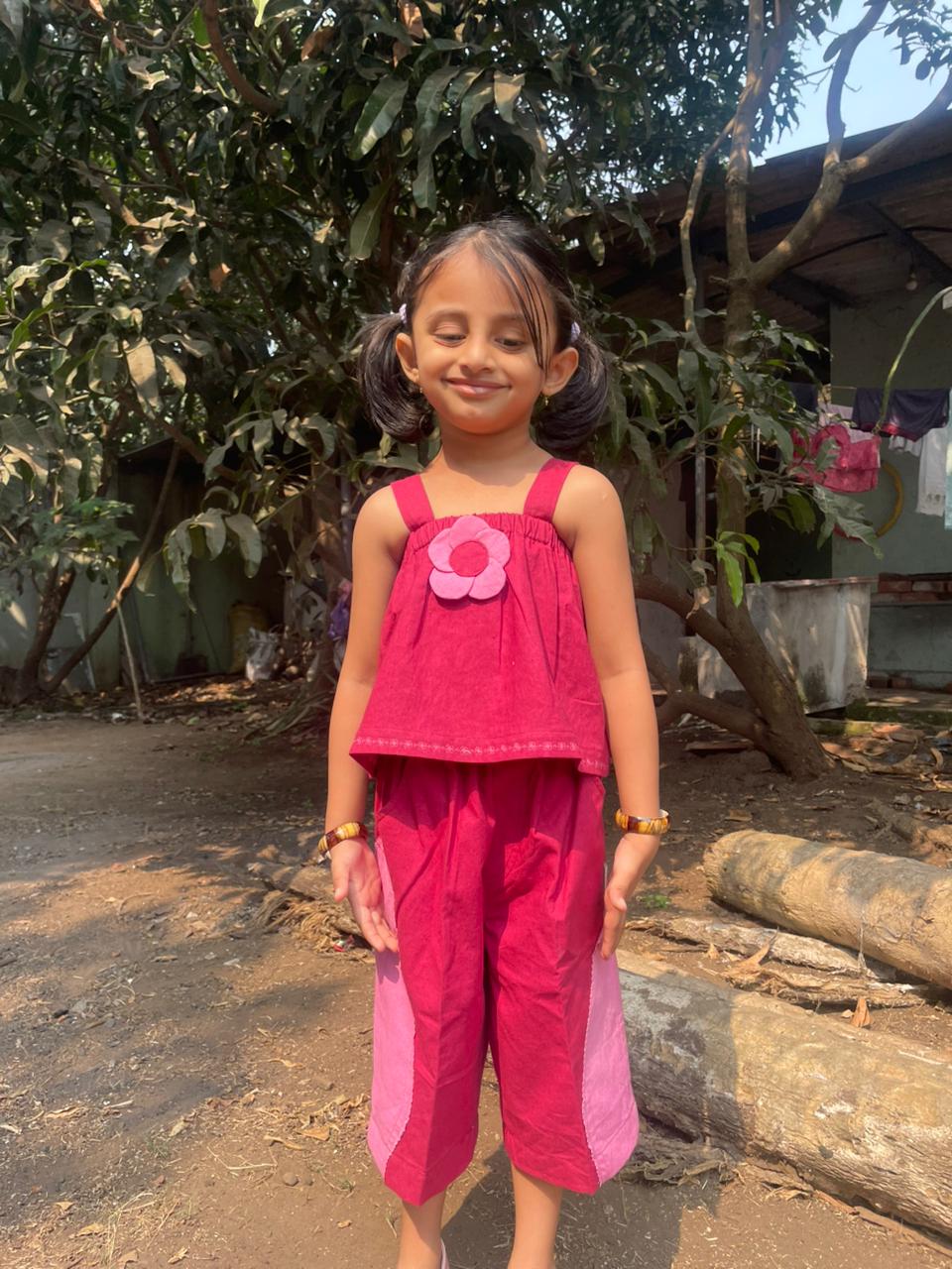 Flower Power Floral Co - ord Set For Women | Stylish Two - Piece Outfit – Kids Daywear Sets on Brown Living™. SKU: ST-21-0-6M. Img 3.