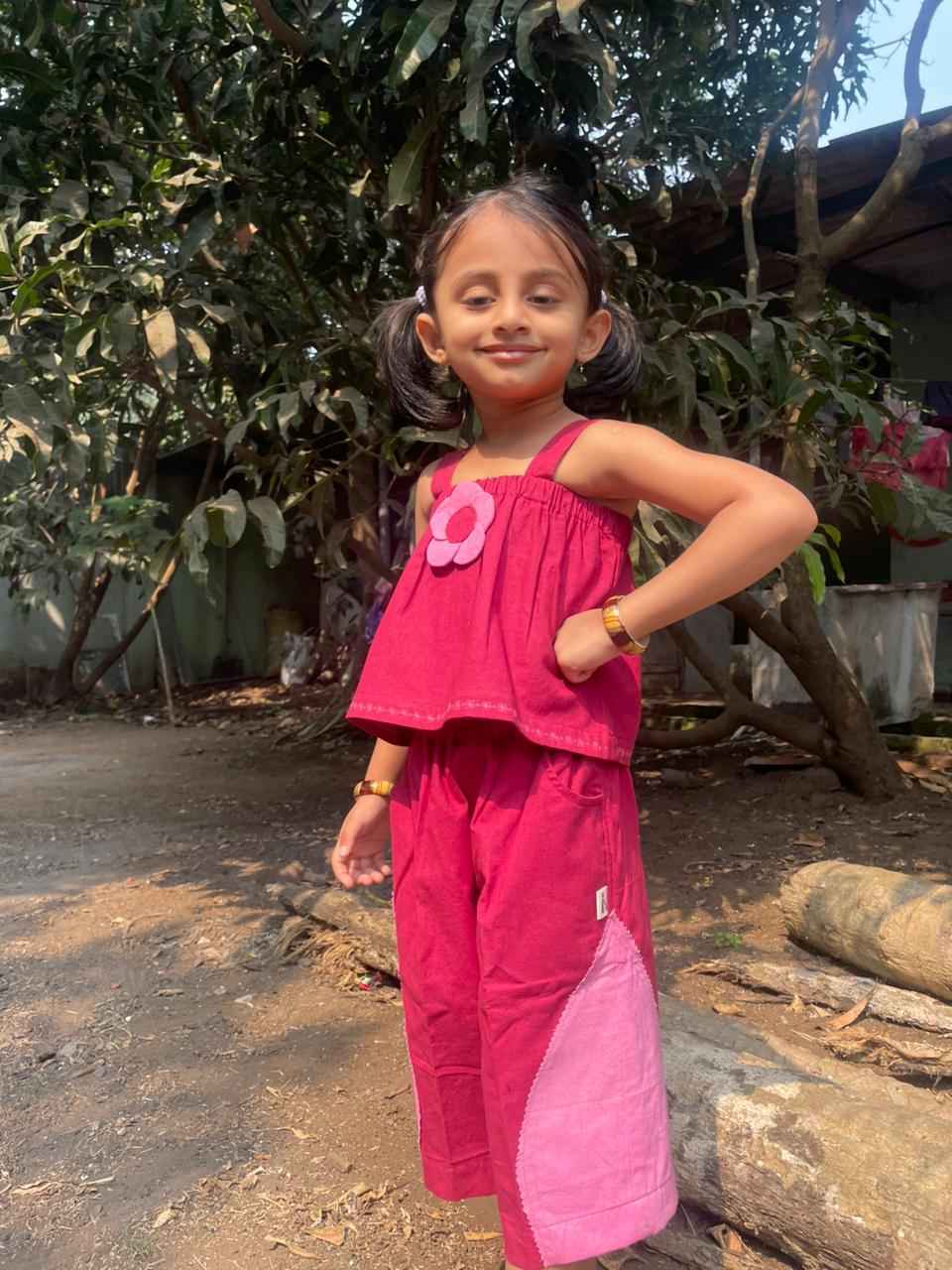 Flower Power Floral Co - ord Set For Women | Stylish Two - Piece Outfit – Kids Daywear Sets on Brown Living™. SKU: ST-21-0-6M. Img 1.