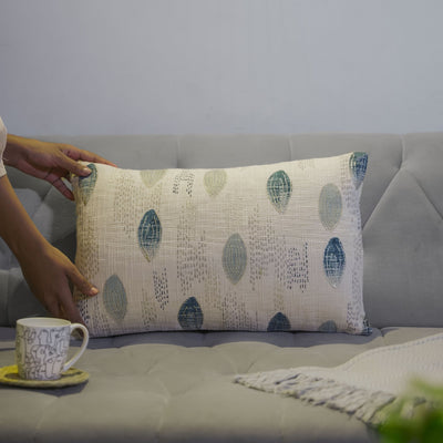 Foil Hand Painted Cotton Cushion Cover | Artistic Handmade Home Decor – Pillow on Brown Living™. SKU: ULCC010. Img 1.