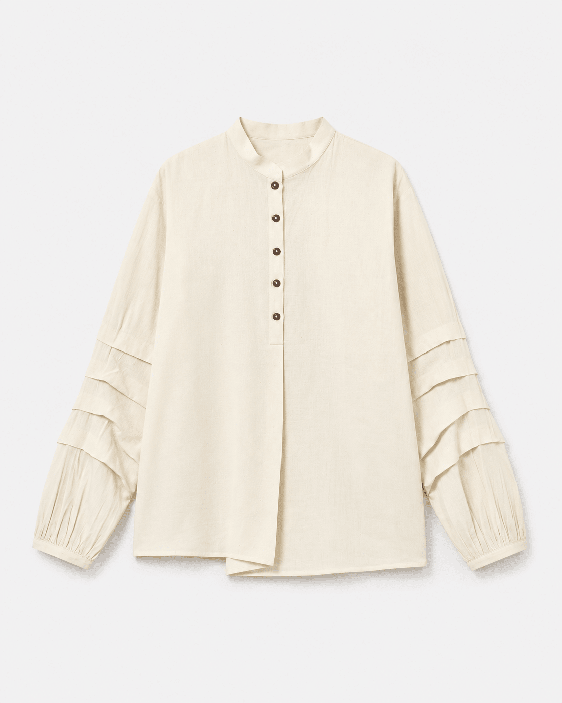 Foldline Sleeve Shirt – Modern Women's Shirt with Structured Sleeves – Womens Shirt on Brown Living™. SKU: ACB2026012. Img 1.