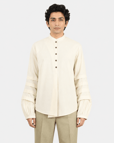Foldline Sleeve Shirt – Modern Women's Shirt with Structured Sleeves – Womens Shirt on Brown Living™. SKU: ACB2026012. Img 4.