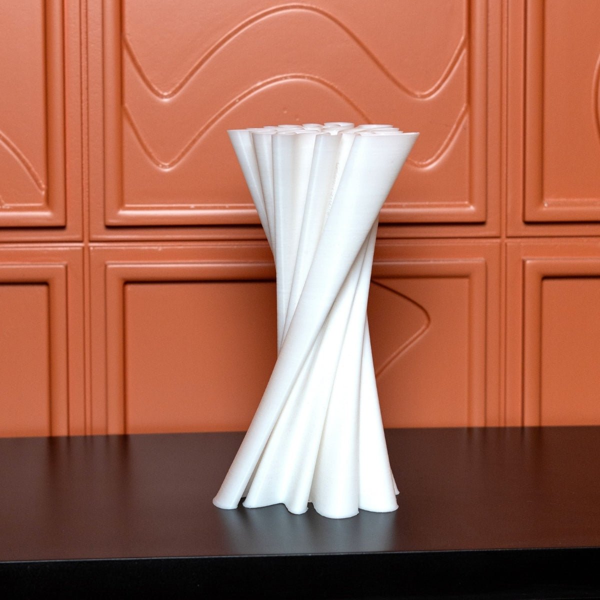 Folds Plant - Based Silk White Vase – Home Decor on Brown Living™. SKU: FOLDEDPLIWA012. Img 1.