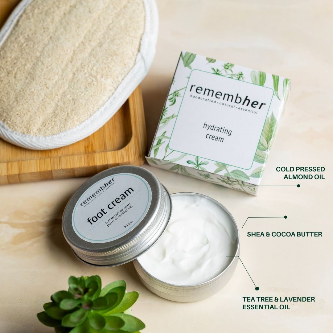 Foot Cream for Dry & Cracked Heels | Cocoa & Shea Butter with Tea Tree – Foot Cream by remembher available on Brown Living™. . SKU: SCBFOT028. Img 1.