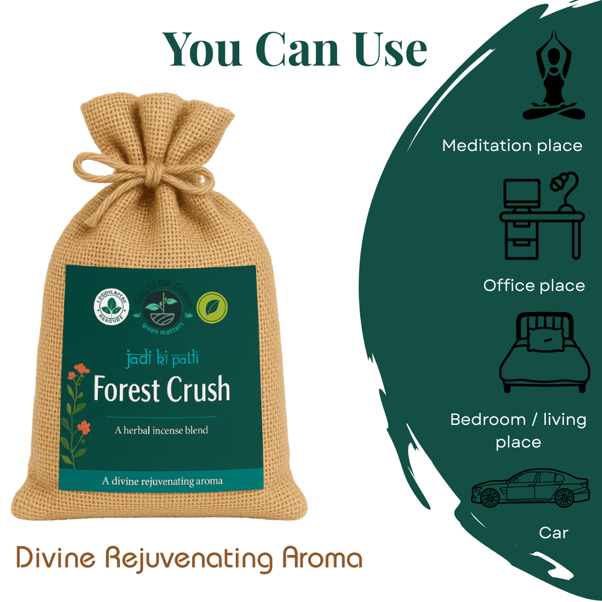 Forest Crush Aroma Pouch | Deep Woody Forest Fragrance | Natural Aroma – Fragrance Diffusers on Brown Living™. SKU: B003-ForestCrush. Img 3.