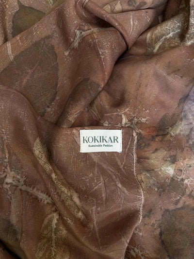 Forest Earth Eco Printed Pure Silk Scarf | Large Silk Scarf – Womens Scarf on Brown Living™. SKU: PS002. Img 4.