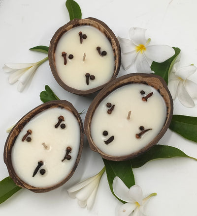 Fragrant Coconut Shell Candles | Eco - Friendly Handmade Natural Decor – Home Decor on Brown Living™. SKU: SN2562. Img 3.