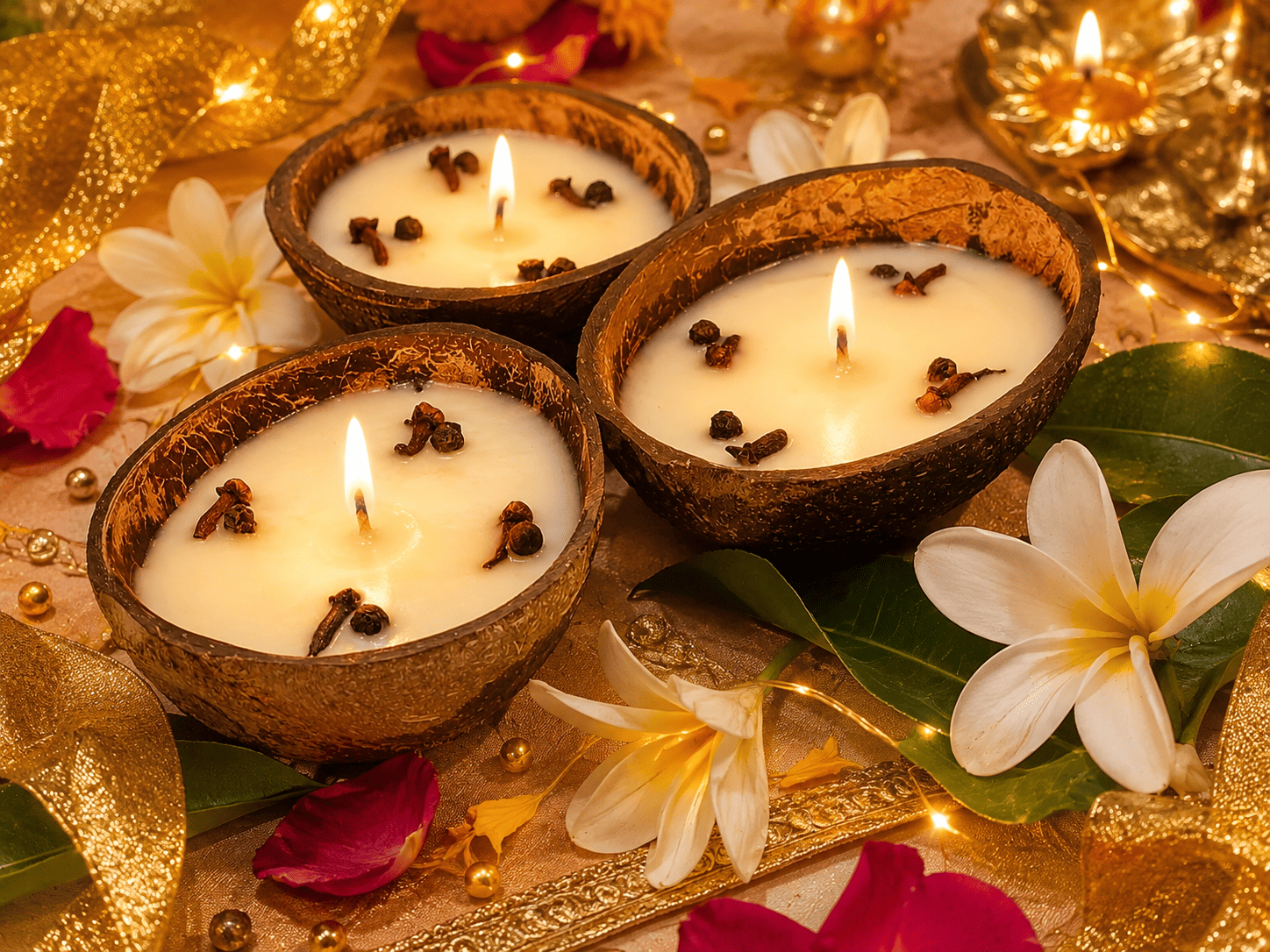 Fragrant Coconut Shell Candles | Eco-Friendly Handmade Natural Decor – Candles & Fragrances on Brown Living™. SKU: SN2562. Img 5.