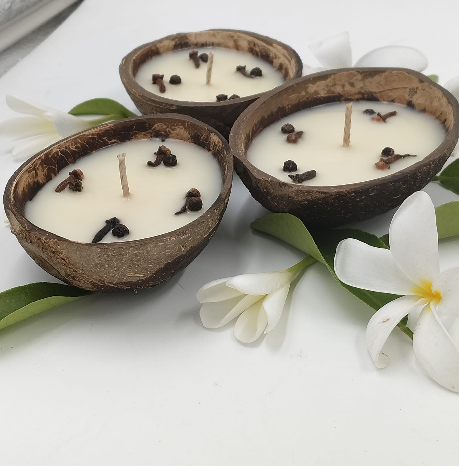 Fragrant Coconut Shell Candles | Eco - Friendly Handmade Natural Decor – Home Decor on Brown Living™. SKU: SN2562. Img 4.