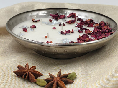 Fragrant Silver Urli Candle – Candles & Fragrances on Brown Living™. SKU: SN2558. Img 4.